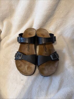 Papillio Dorothy Black Adjustable Double-Buckle Slide Sandals 40eu 9.5 US